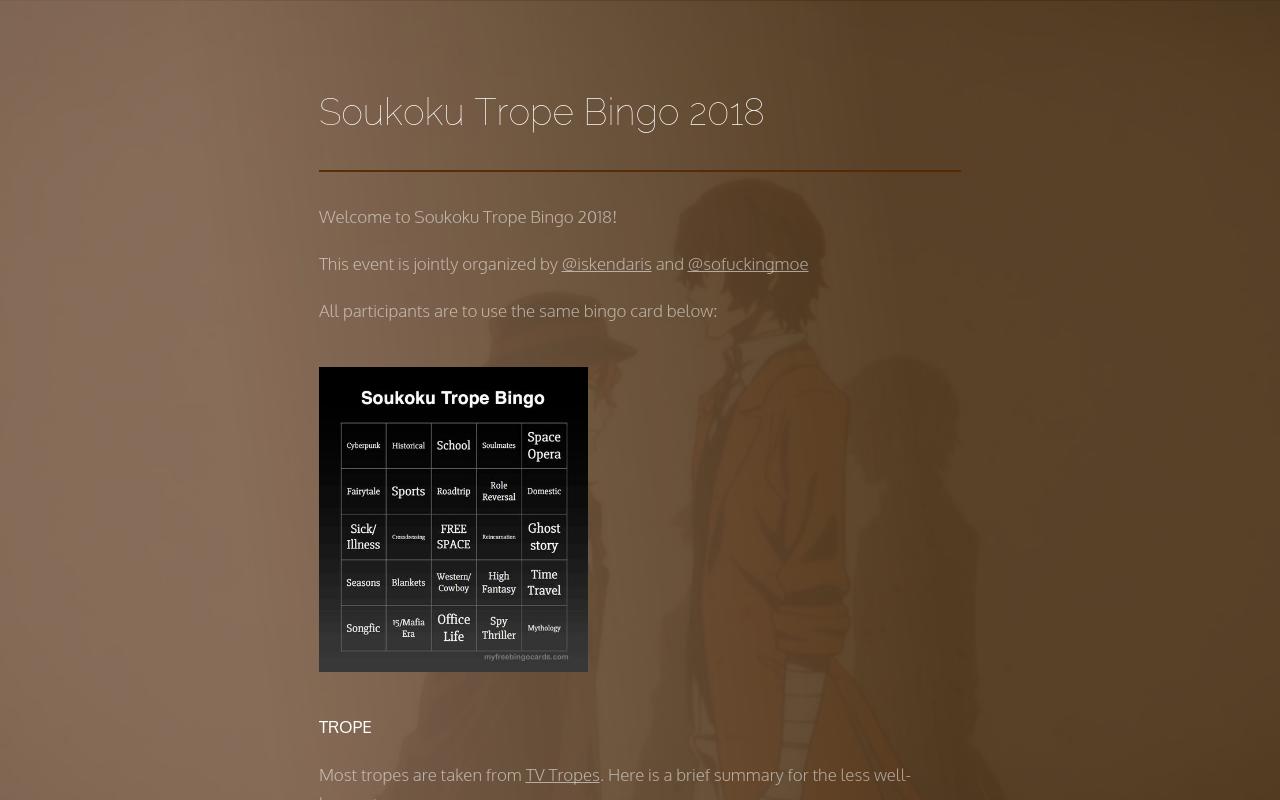 Soukoku Trope Bingo